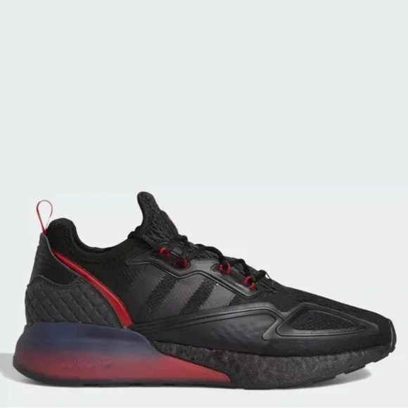 Adidas ZX 2K Boost Shoes Mens Size 10 Black Red Running Sneakers FZ4641 Athletic Adidas ZX 2K Boost Gradient Fade Sole - Core Black for sale  main image 3